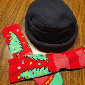 L.L. Bean Hat And Red Christmas Tree Socks